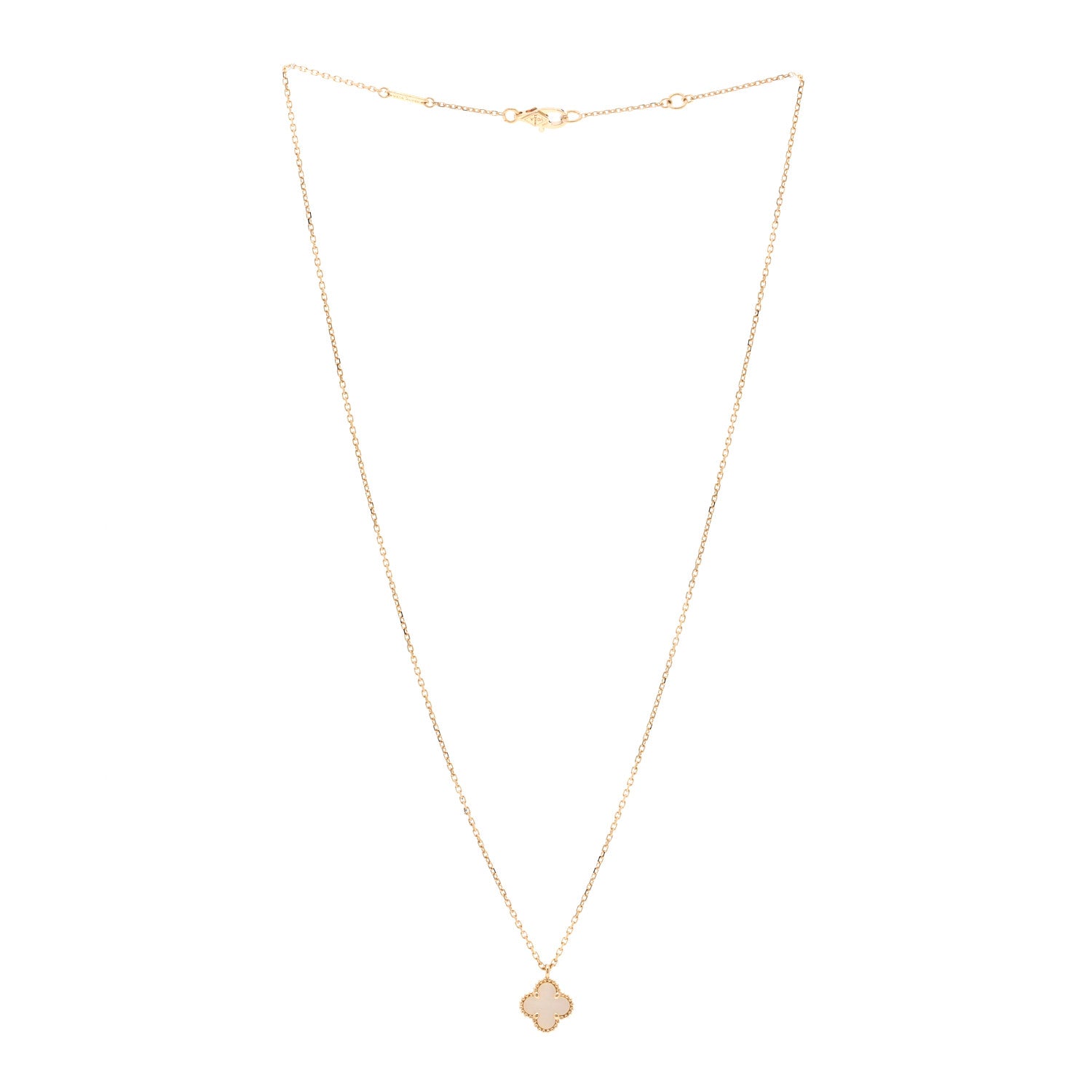 Van Cleef & Arpels 18K Yellow Gold Mother of Pearl Sweet Alhambra Pendant Necklace 3 of 6