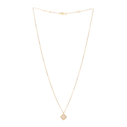 Van Cleef & Arpels 18K Yellow Gold Mother of Pearl Sweet Alhambra Pendant Necklace 3 of 6