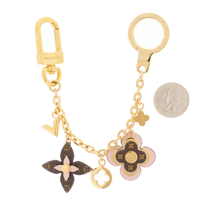 Louis Vuitton Brass Monogram Blooming Flowers Bag Charm Key Holder Rose Ballerine 2 of 4