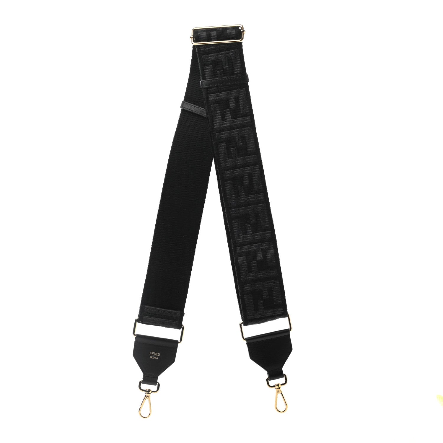Fendi Ribbon Vitello Seta FF 1974 Adjustable Strap You Black 1 of 4