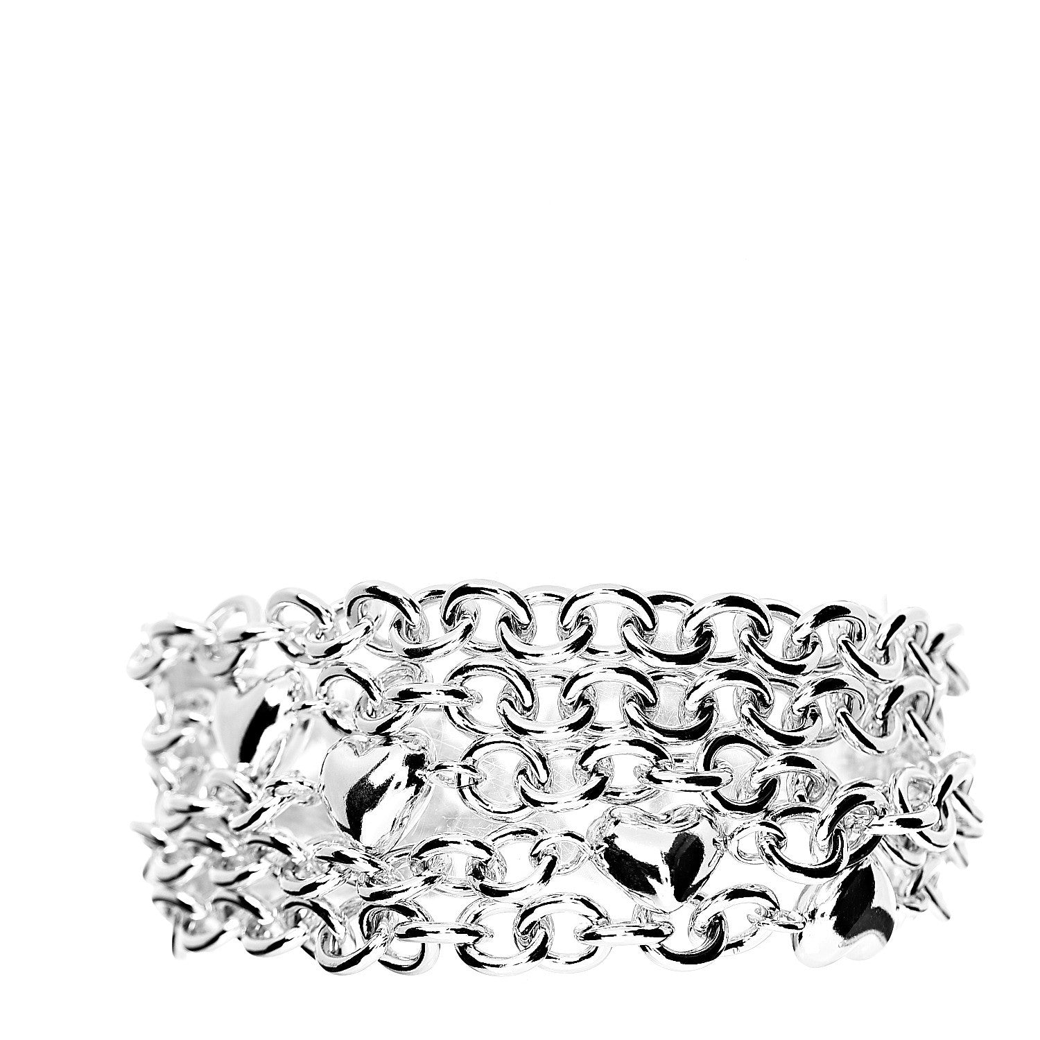 Tiffany Sterling Silver Multi Strand Puff Heart Bracelet 1 of 3