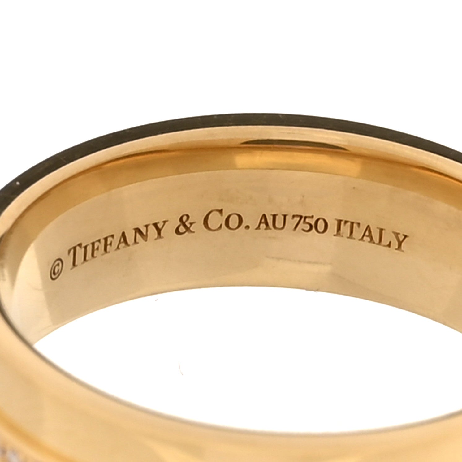 Tiffany 18K Yellow Gold Diamond Wide T Two Ring 50 5.5 4 of 4