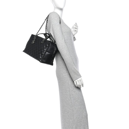 Chanel Calfskin Quilted Feather Weight Bowling Bag Black 2 of 11