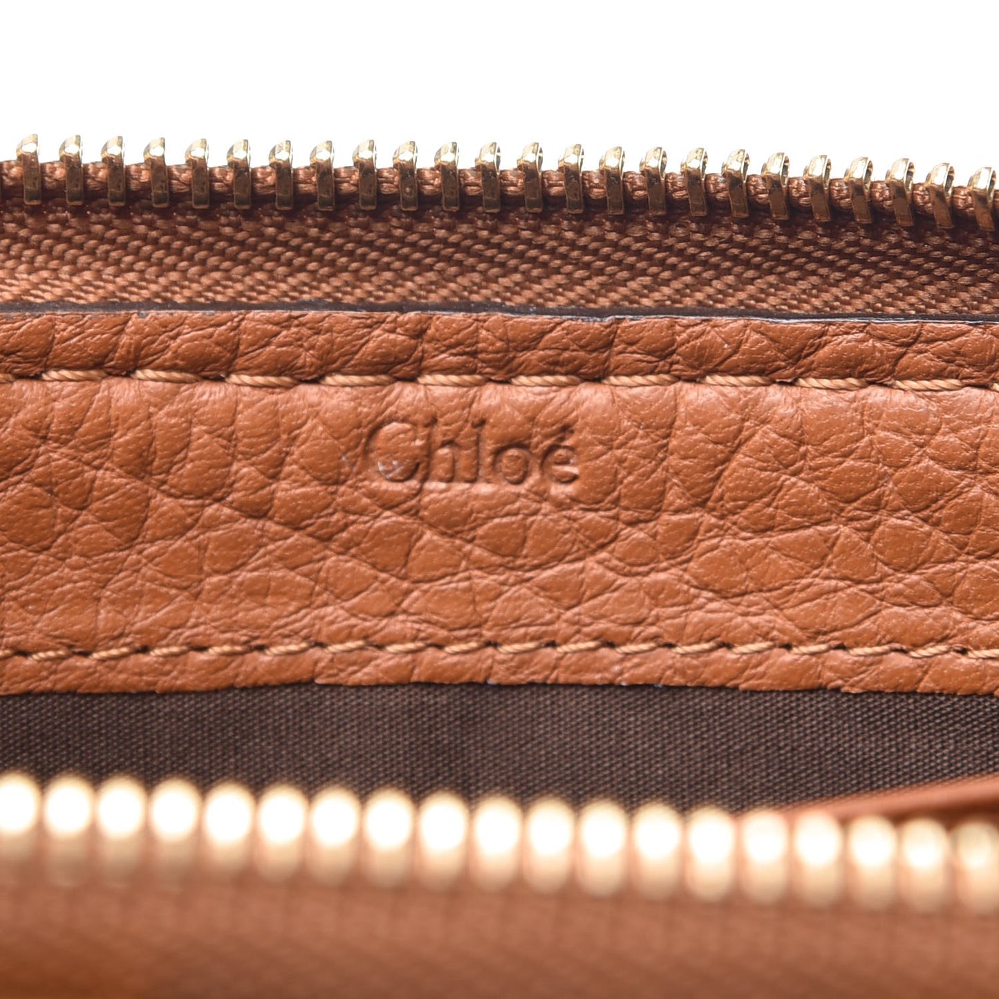 Grained Calfskin Marcie Long Zip Around Wallet Tan