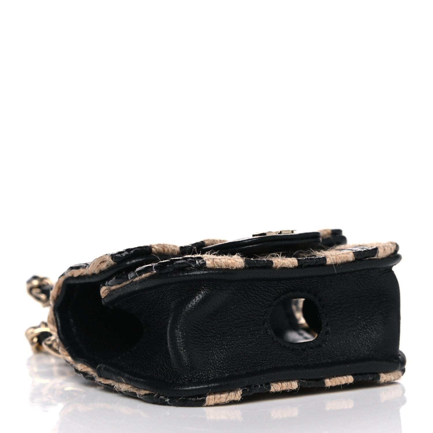 Chanel Raffia Jute Striped Airpods Pro Case Black Beige 3 of 4