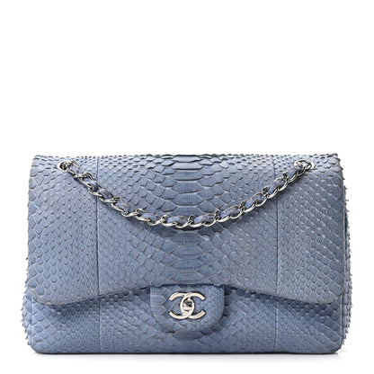 Chanel Snakeskin Jumbo Double Flap Light Blue 1 of 21