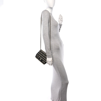 Chanel Lambskin Sequin Pearl Chain Fringe Mini Flap Black 2 of 12