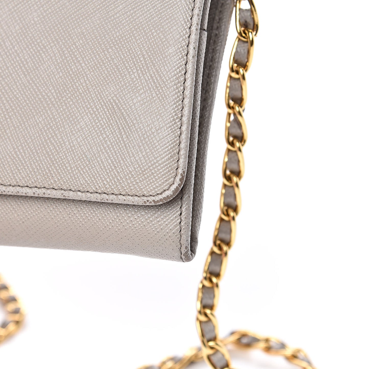 Saffiano Metal Oro Chain Wallet Argilla