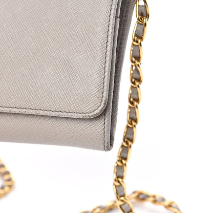 Prada Saffiano Metal Oro Chain Wallet Argilla 9 of 13