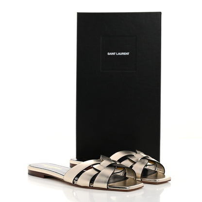 Saint Laurent Metallic Calfskin Nu Pied 05 Slide Sandals 35.5 Platino 9 of 9