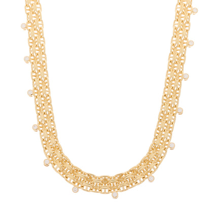 Hermes 18K Yellow Gold Diamond MM Chaine d'Ancre Calypso Necklace 1 of 6
