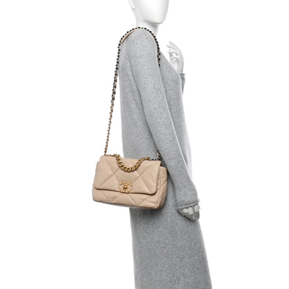 Chanel Lambskin Quilted Medium Chanel 19 Flap Beige 2 of 10