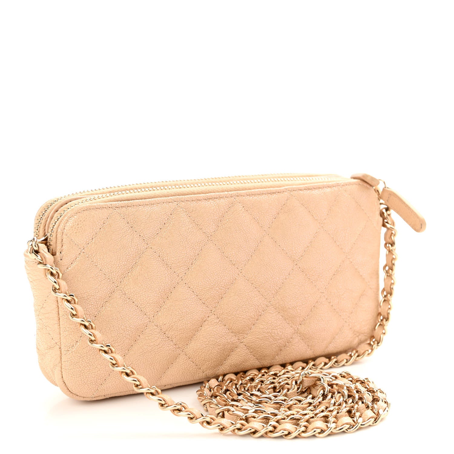 Chanel Iridescent Caviar Quilted Small Clutch With Chain Beige 3 of 14
