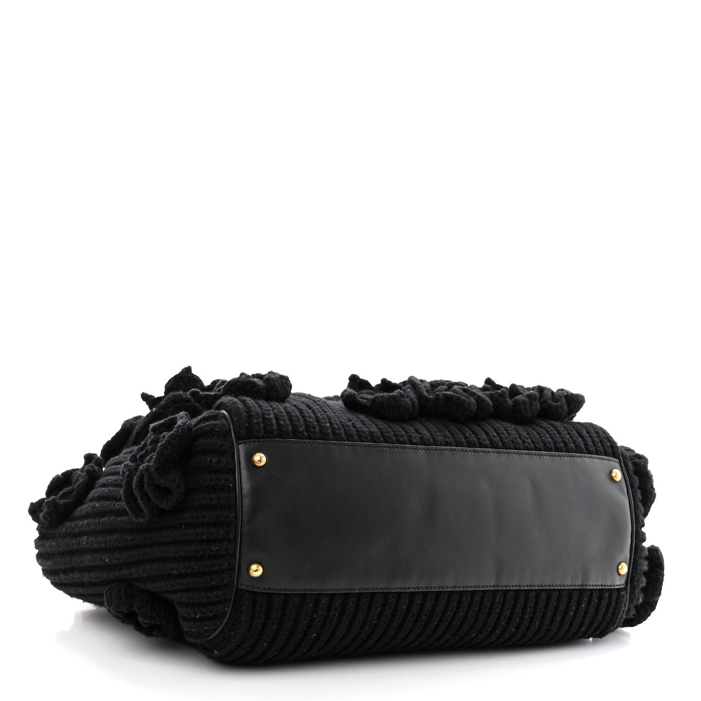 Calfskin Floral Knit Miss Sicily Satchel Black
