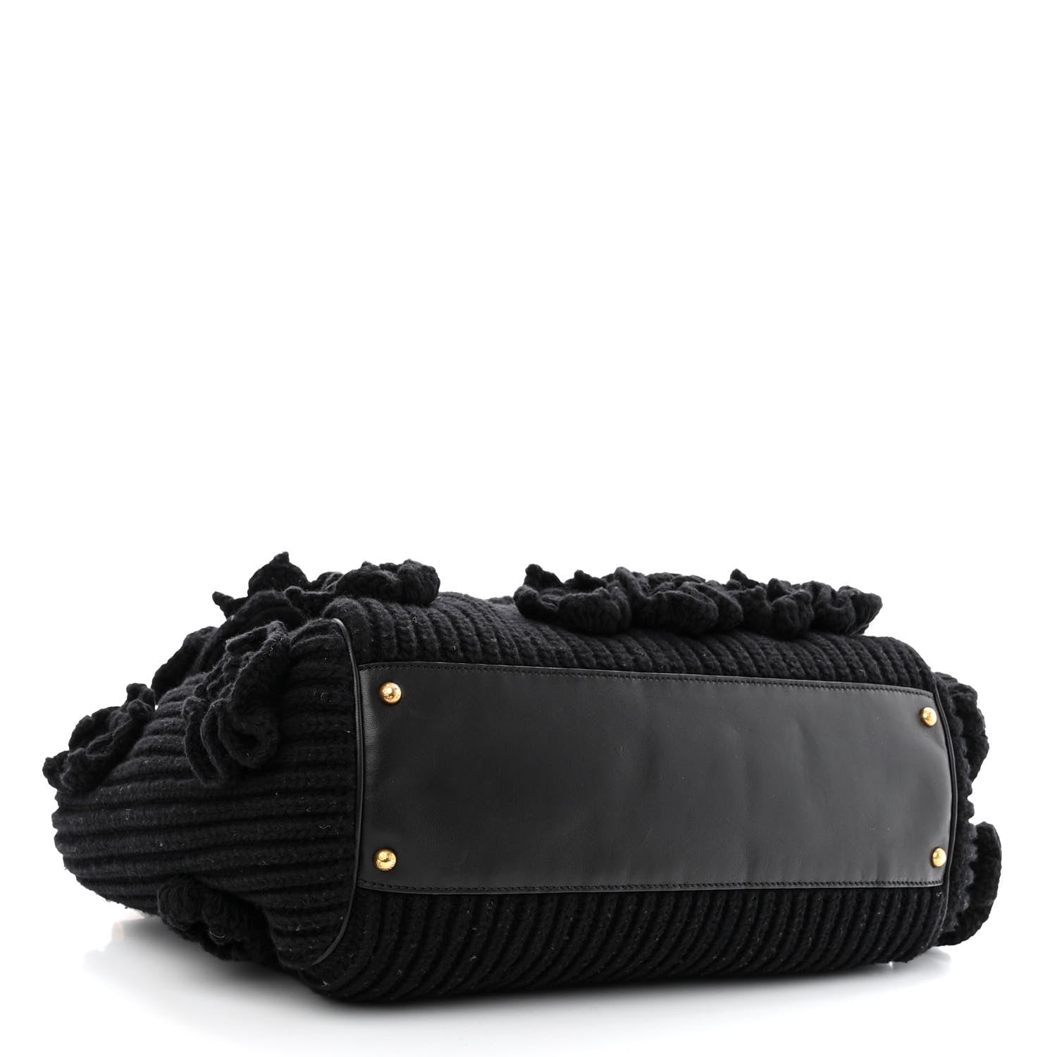 Dolce & Gabbana Calfskin Floral Knit Miss Sicily Satchel Black 4 of 12