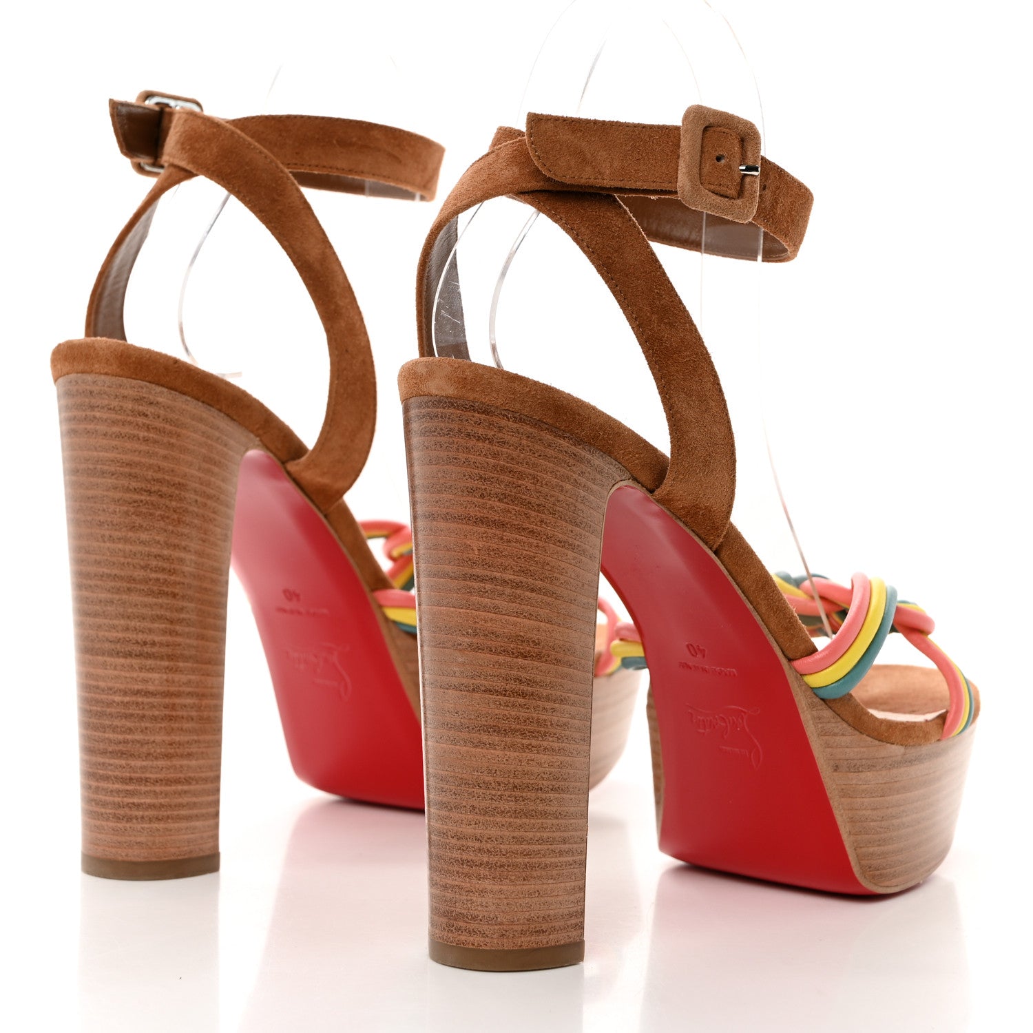 Christian Louboutin Nappa Veau Velours Couio Ella 130 Sandals 40 Multicolor Beige 4 of 7
