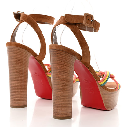 Christian Louboutin Nappa Veau Velours Couio Ella 130 Sandals 40 Multicolor Beige 4 of 7