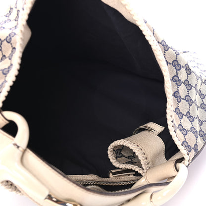 Gucci Monogram Large Horsebit Chain Hobo Navy 4 of 6