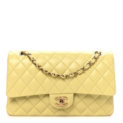Chanel Lambskin Quilted Medium Double Flap Yellow 1 of 10