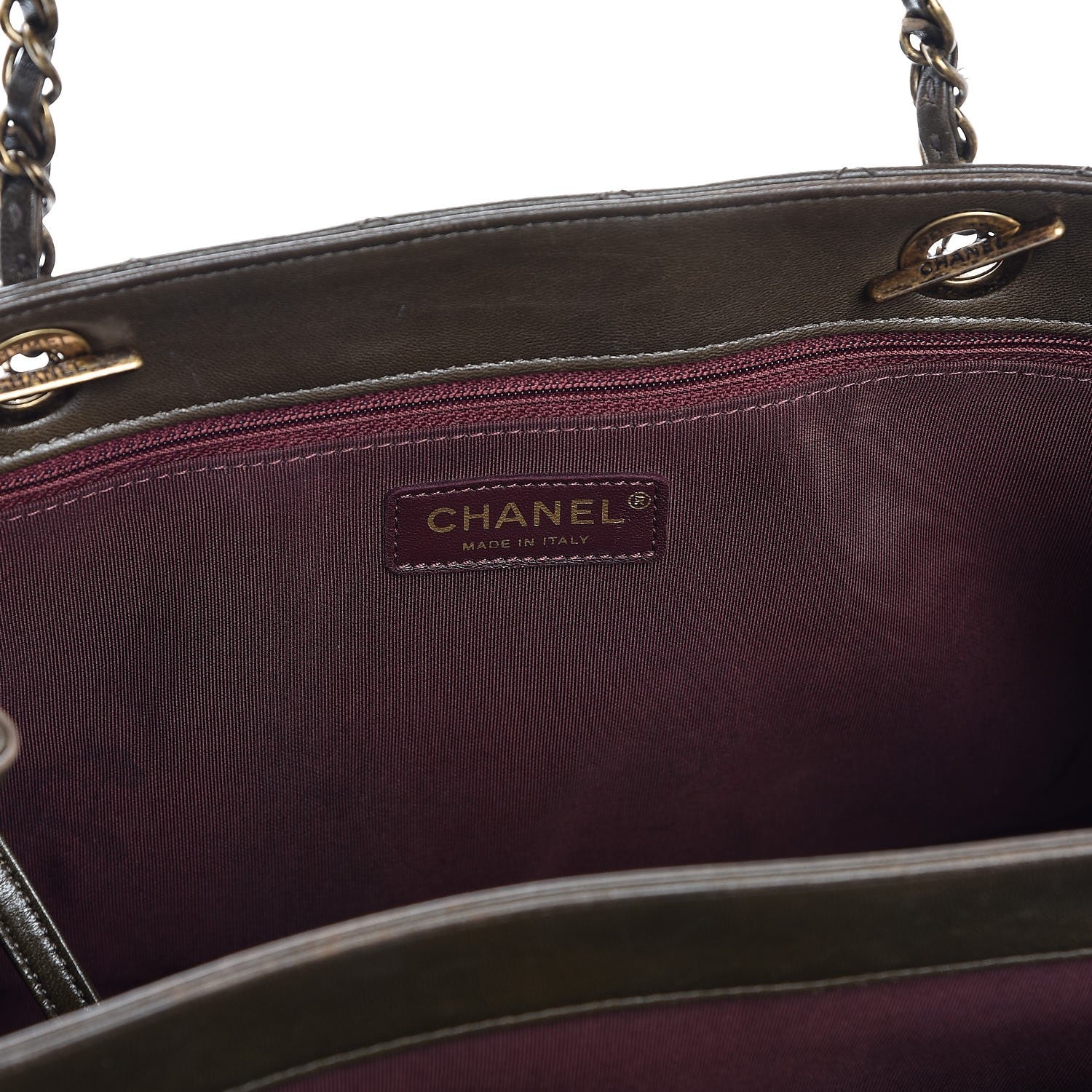 Chanel Lambskin Around The Corner Medium Shopping Tote Khaki 7 of 17