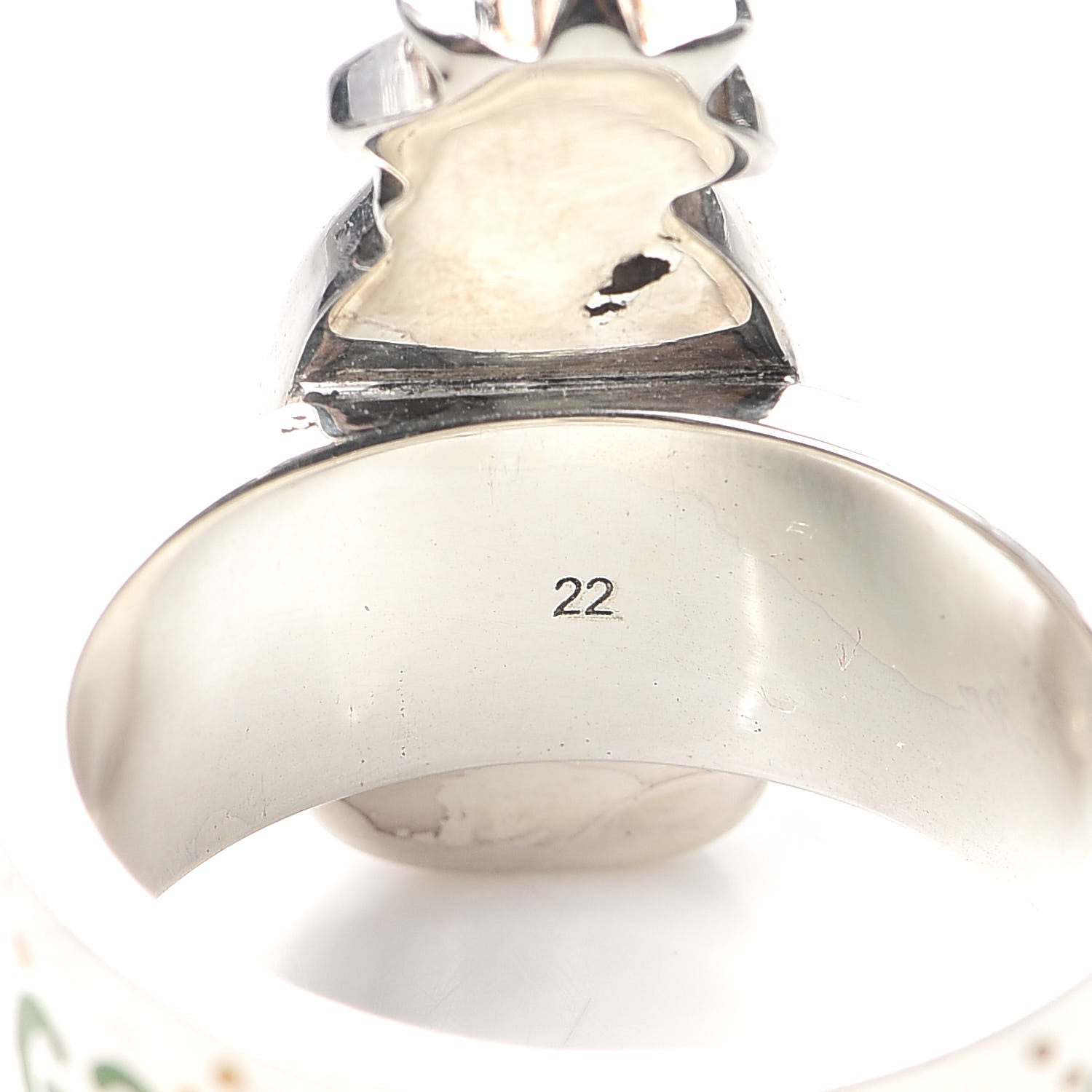 Gucci Sterling Silver Enamel GucciGhost Pineapple Ring 62 10 4 of 6