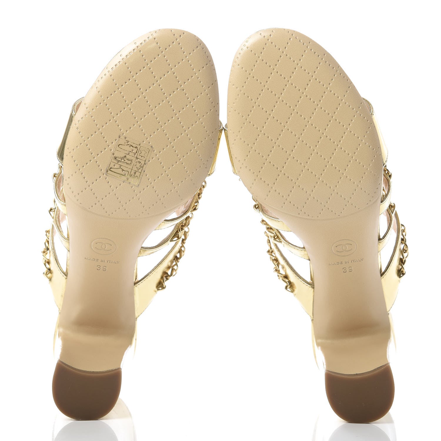 Chanel Laminated Lambskin Chain CC Mule Sandals 39 Gold 5 of 9