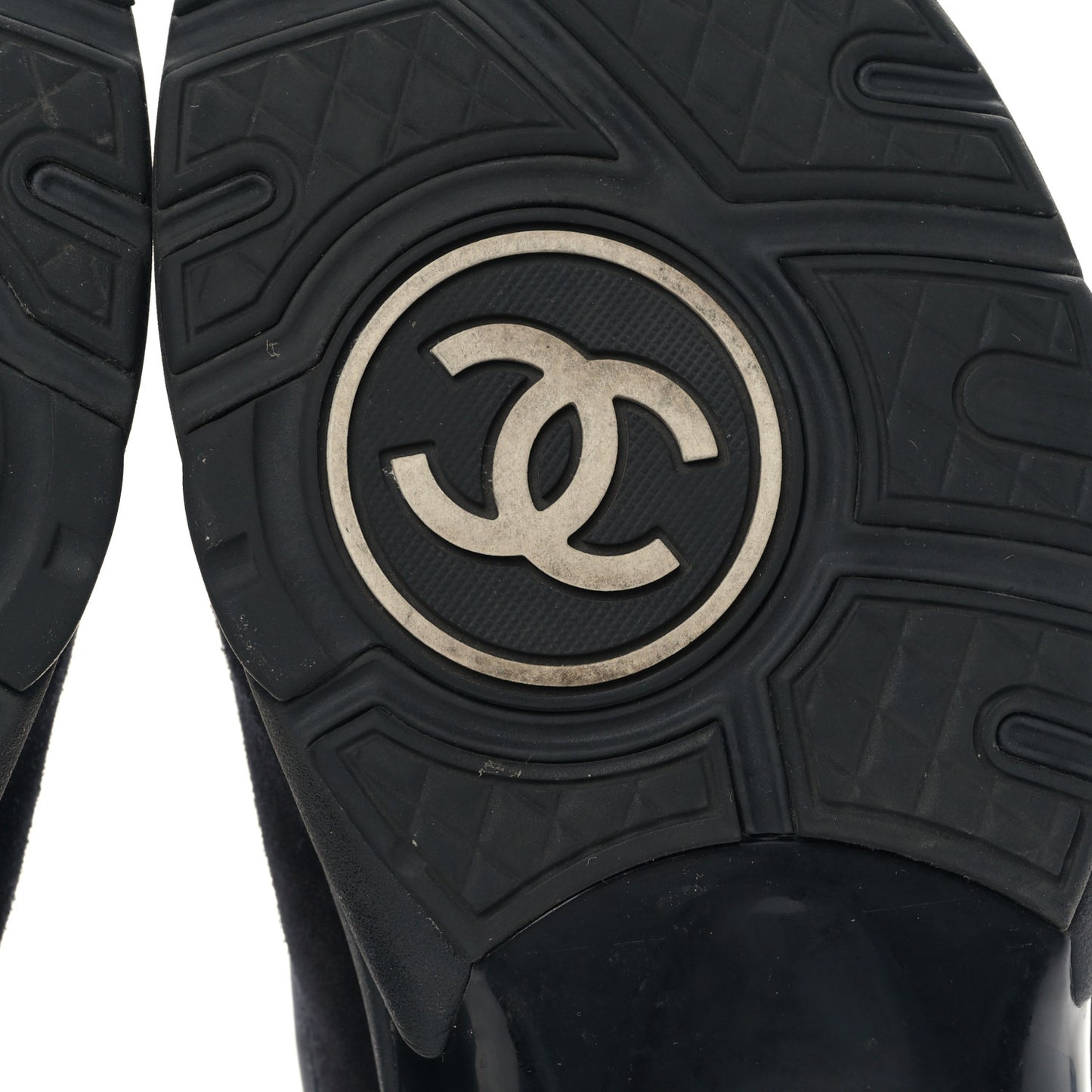Fabric Calfskin Suede CC Sneakers 37 Black