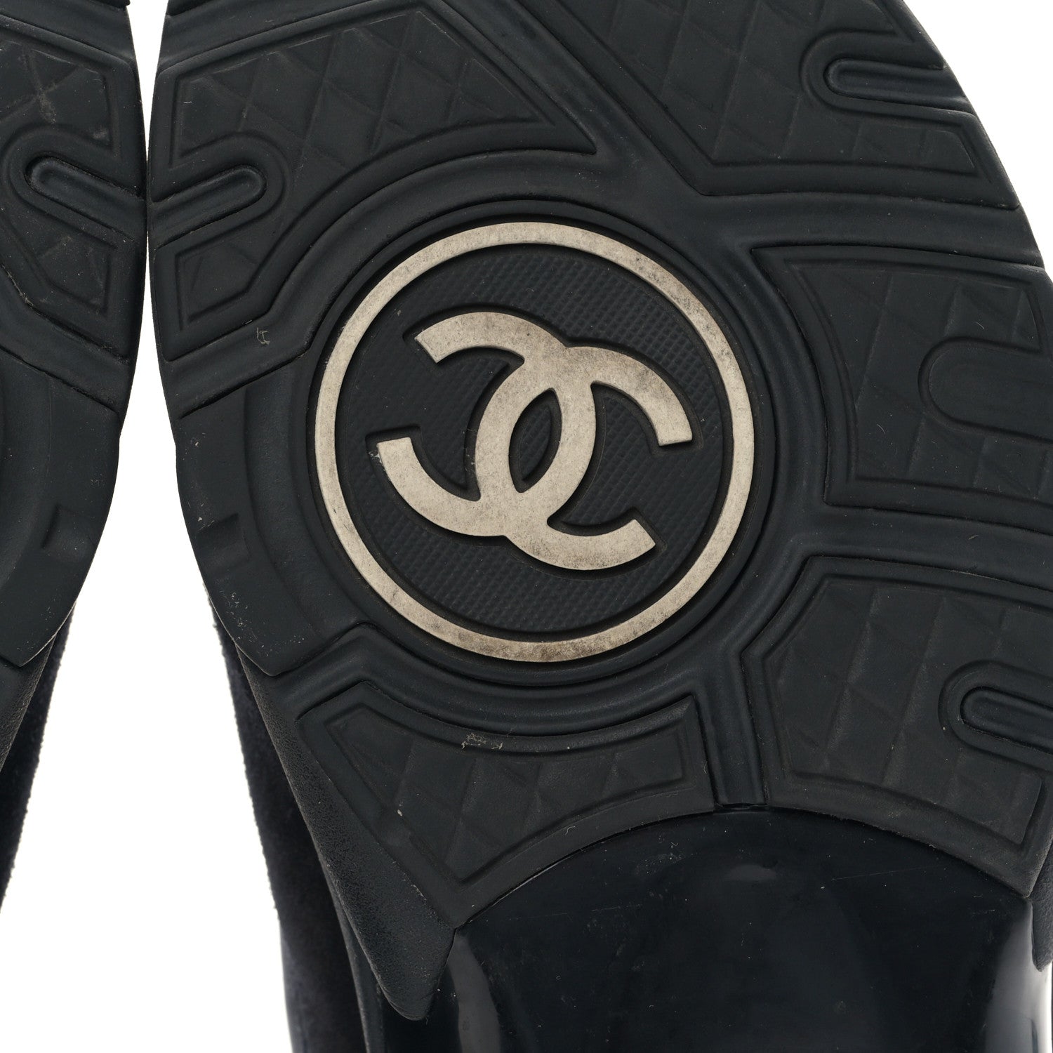 Chanel Fabric Calfskin Suede CC Sneakers 37 Black 6 of 8