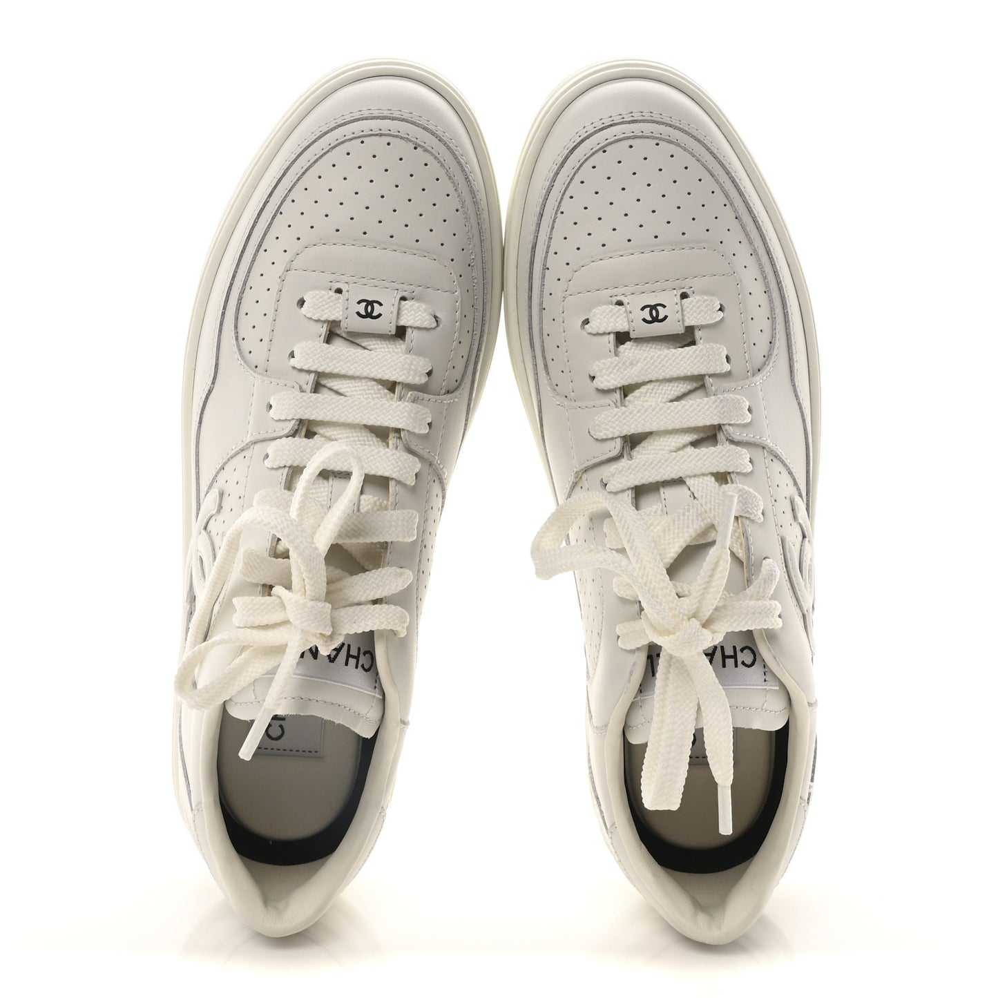 Calfskin Womens CC Sneakers 39.5 White
