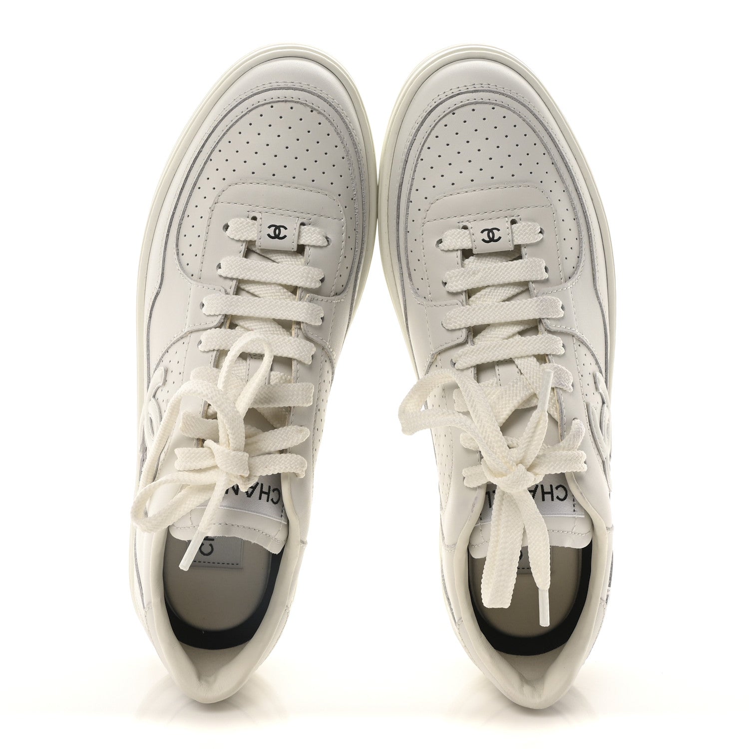 Chanel Calfskin Womens CC Sneakers 39.5 White 2 of 9