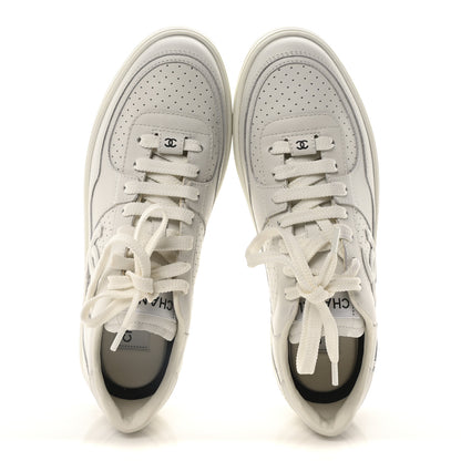 Chanel Calfskin Womens CC Sneakers 39.5 White 2 of 9