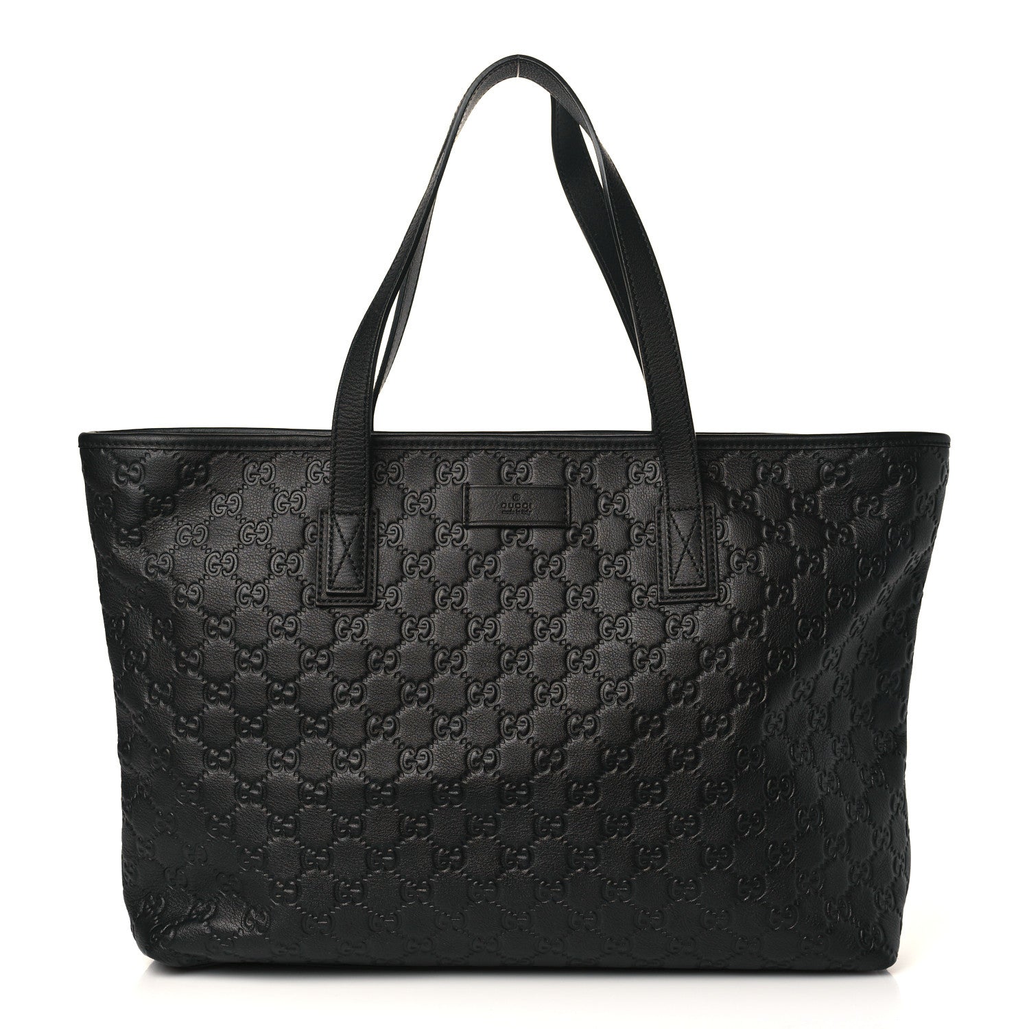 Gucci Guccissima Medium Zippered Shopping Tote Black 1 of 8