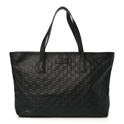 Gucci Guccissima Medium Zippered Shopping Tote Black 1 of 8