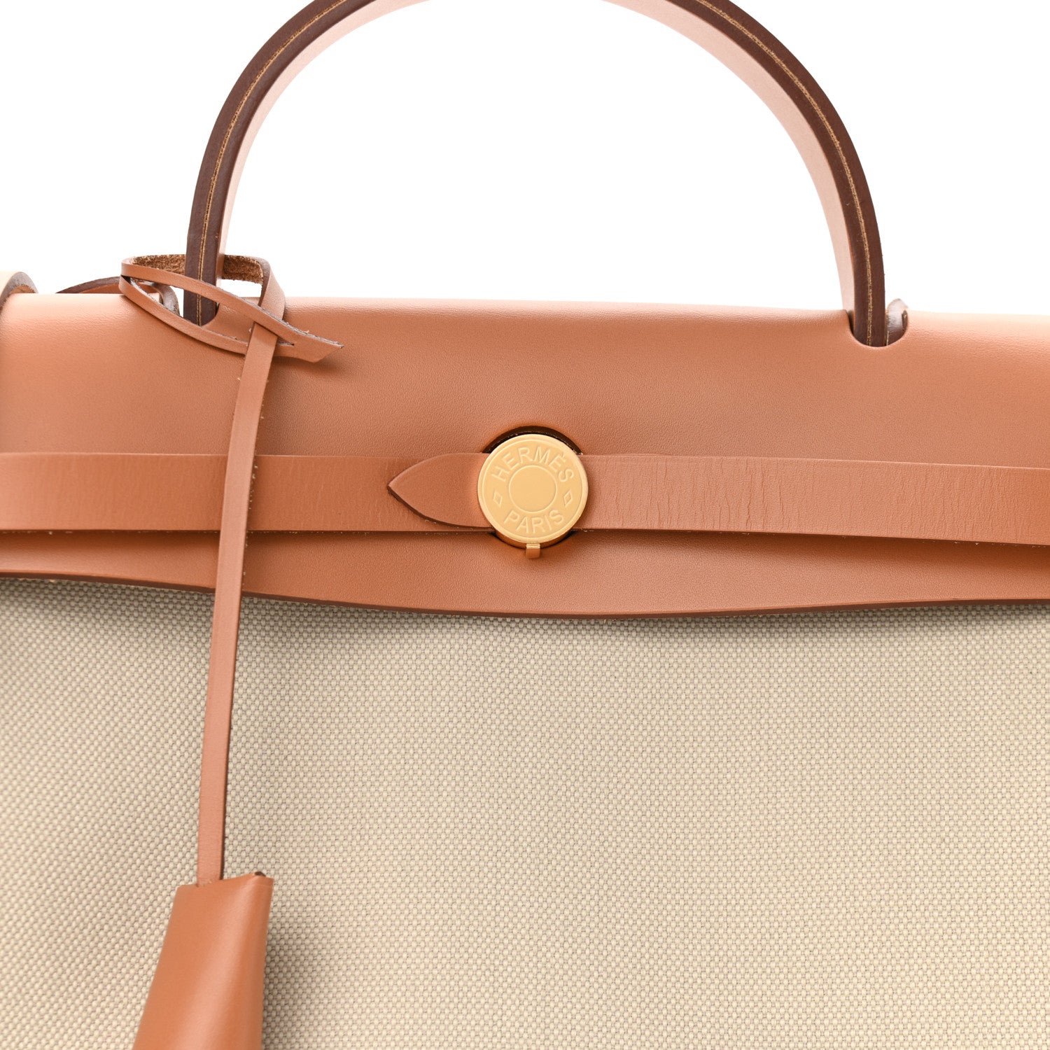 Hermes Military Toile Vache Hunter Herbag Zip Retourne 31 PM Beton Naturel 8 of 11