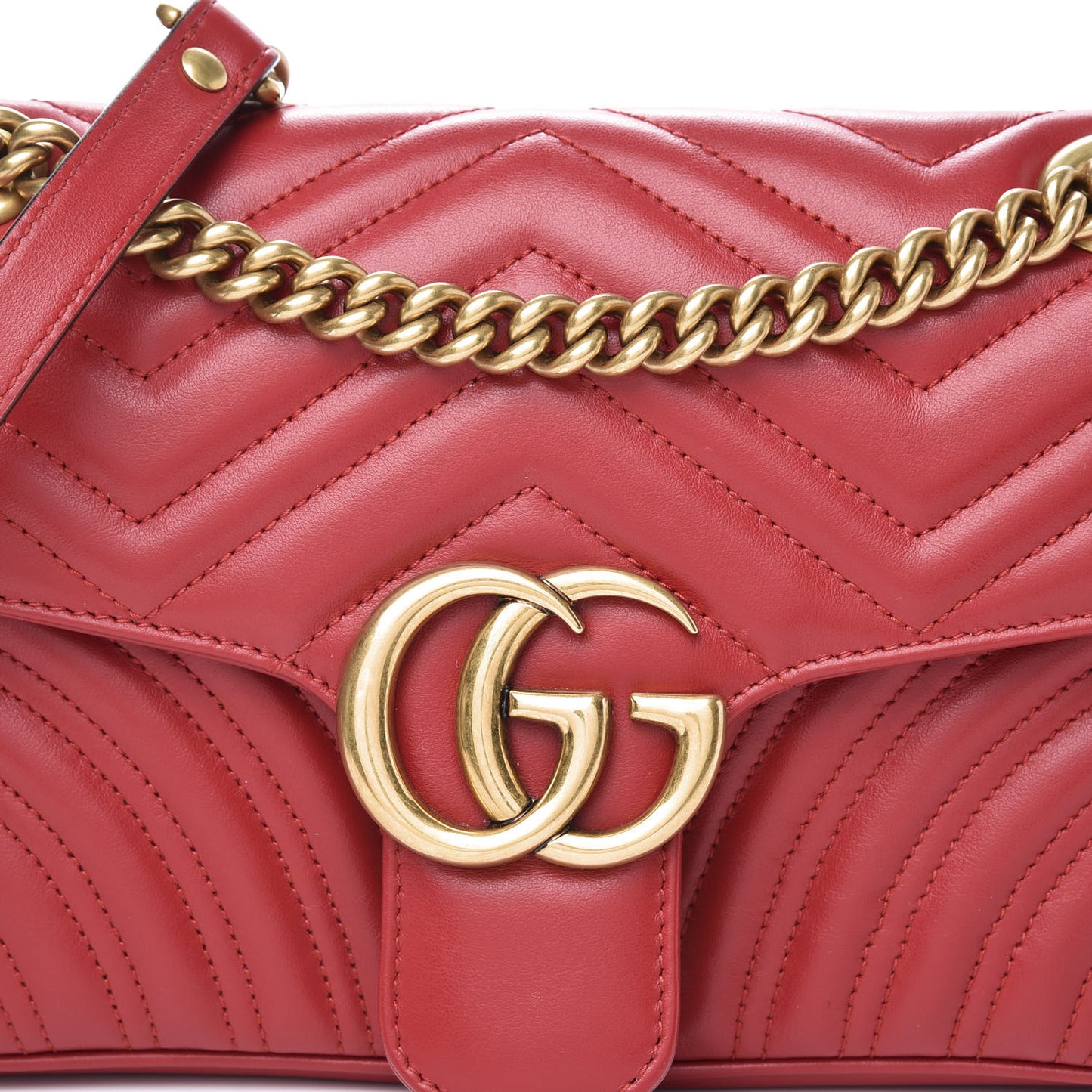 Calfskin Matelasse Small GG Marmont Shoulder Bag Hibiscus Red