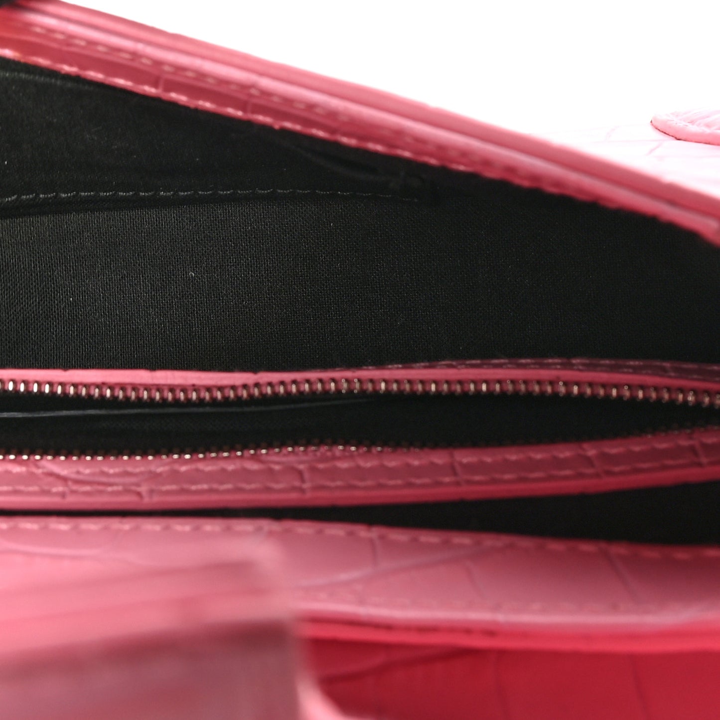 Calfskin Crocodile Embossed Small Lindsay Shoulder Bag Sweet Pink