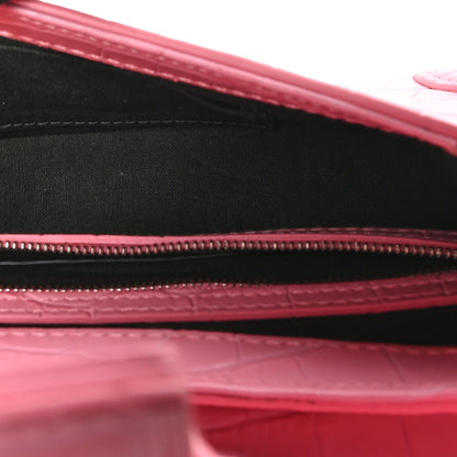 Balenciaga Calfskin Crocodile Embossed Small Lindsay Shoulder Bag Sweet Pink 5 of 9