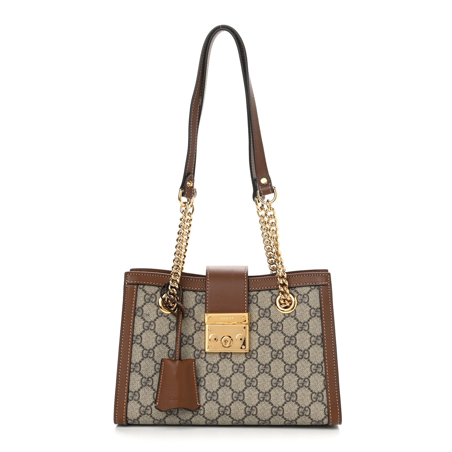GG Supreme Monogram Calfskin Small Padlock Tote Beige Ebony Tuscany
