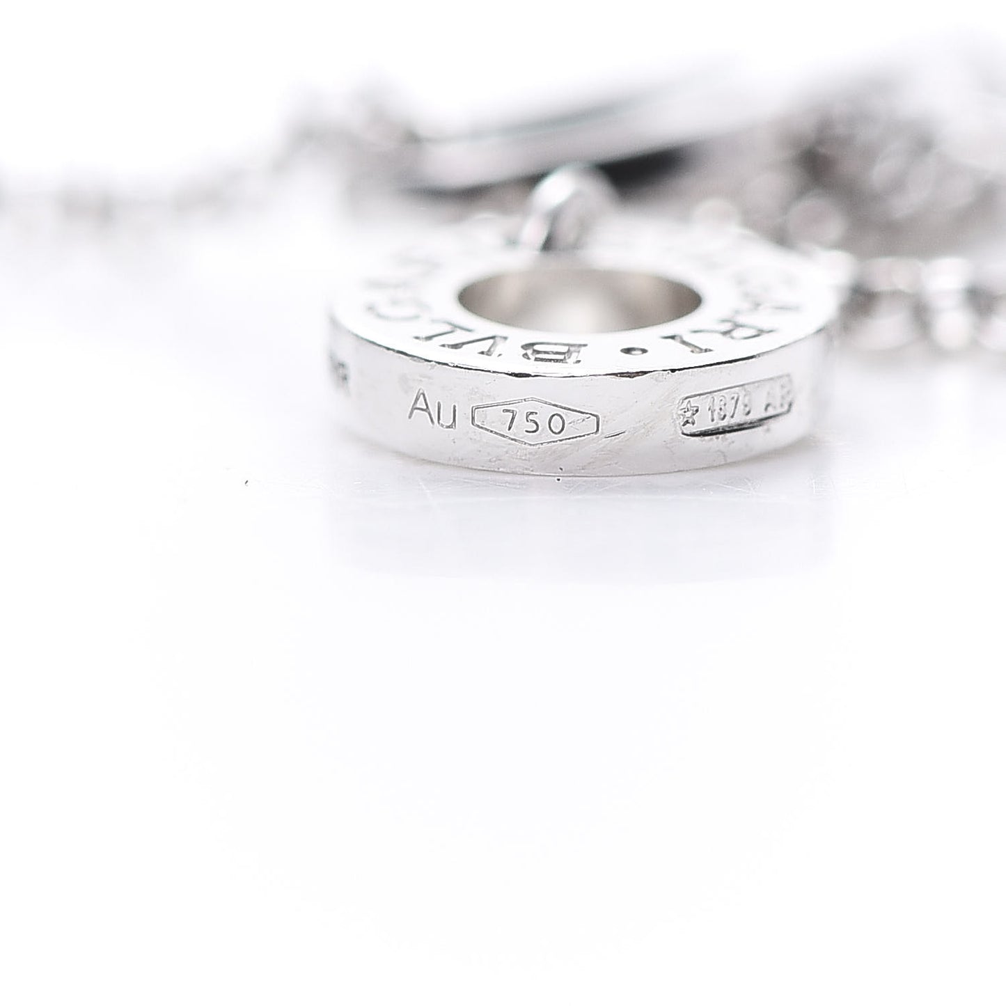 18K White Gold Diamond Small B.Zero1 Pave Pendant Necklace