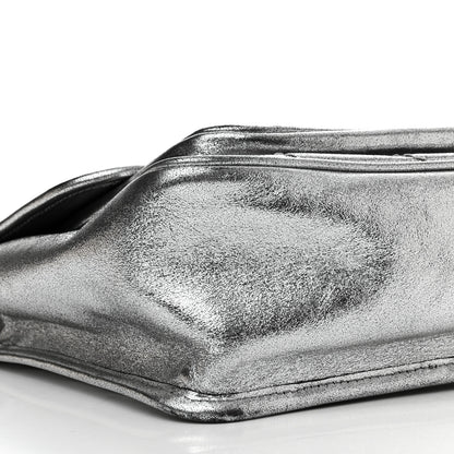 Saint Laurent Metallic Lambskin Matelasse Monogram Medium Niki Chain Satchel Argento 9 of 11
