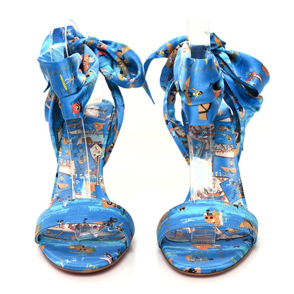 Christian Louboutin Crepe Satin Greekaba Du Desert 100 Sandal 39 Blue Multicolor 2 of 8