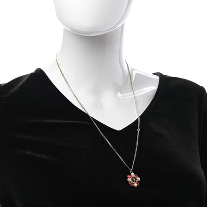 Chanel Enamel Pearl CC Necklace Gold Pink 2 of 4