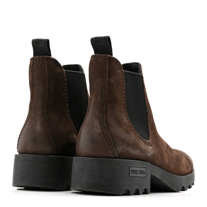Miu Miu Suede Chelsea Boots 37.5 Dark Brown 5 of 14