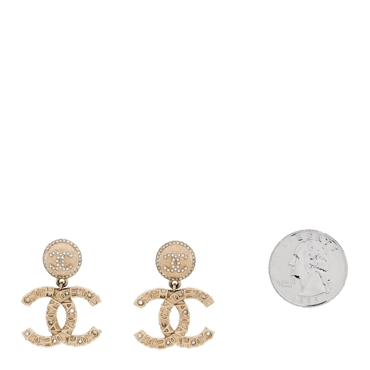 Crystal CC Drop Logo Earrings Gold