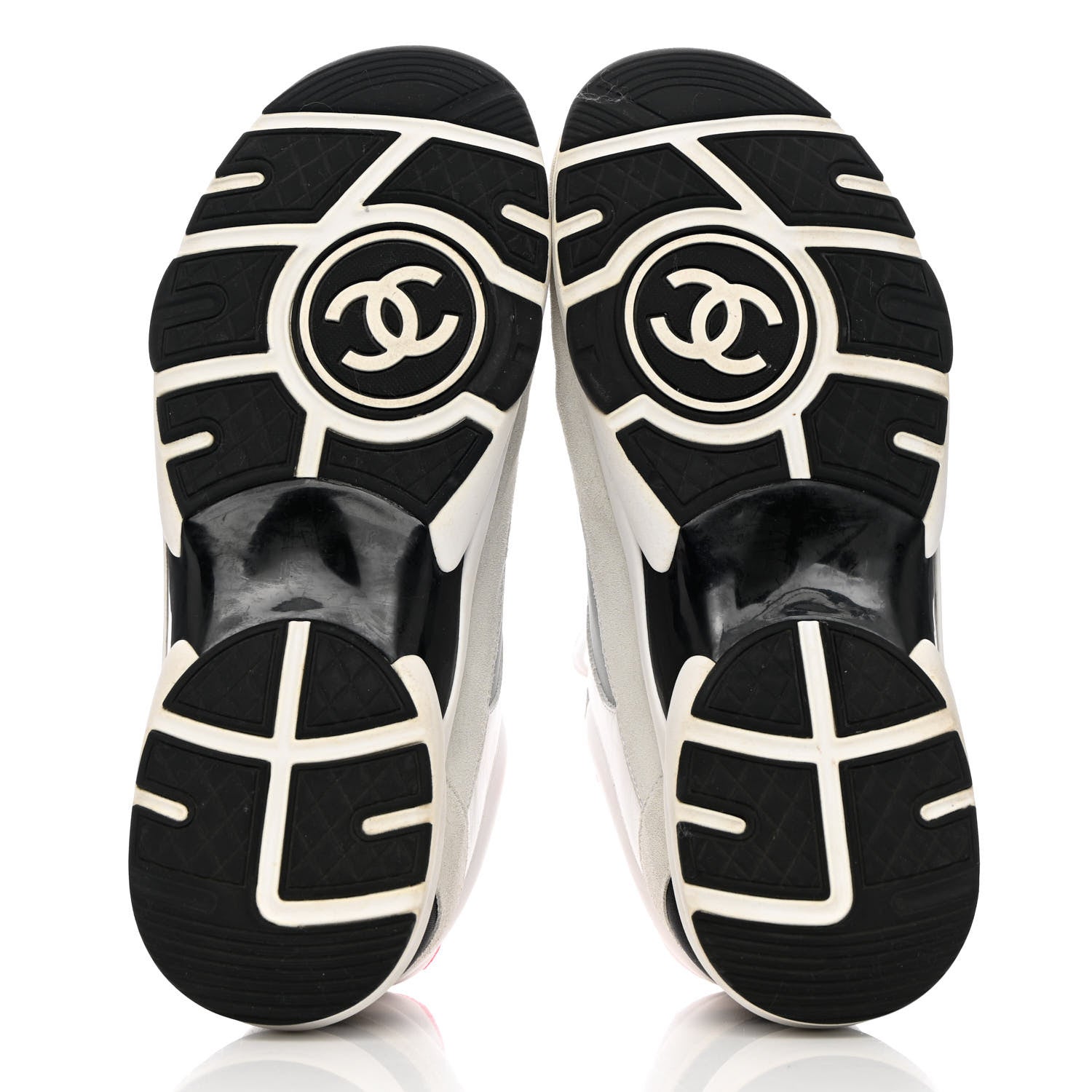 Chanel Calfskin Fabric Sneakers 39 White Silver Fluo Pink 5 of 13