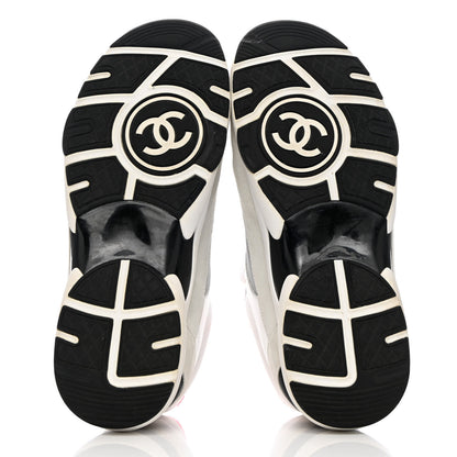 Chanel Calfskin Fabric Sneakers 39 White Silver Fluo Pink 5 of 13
