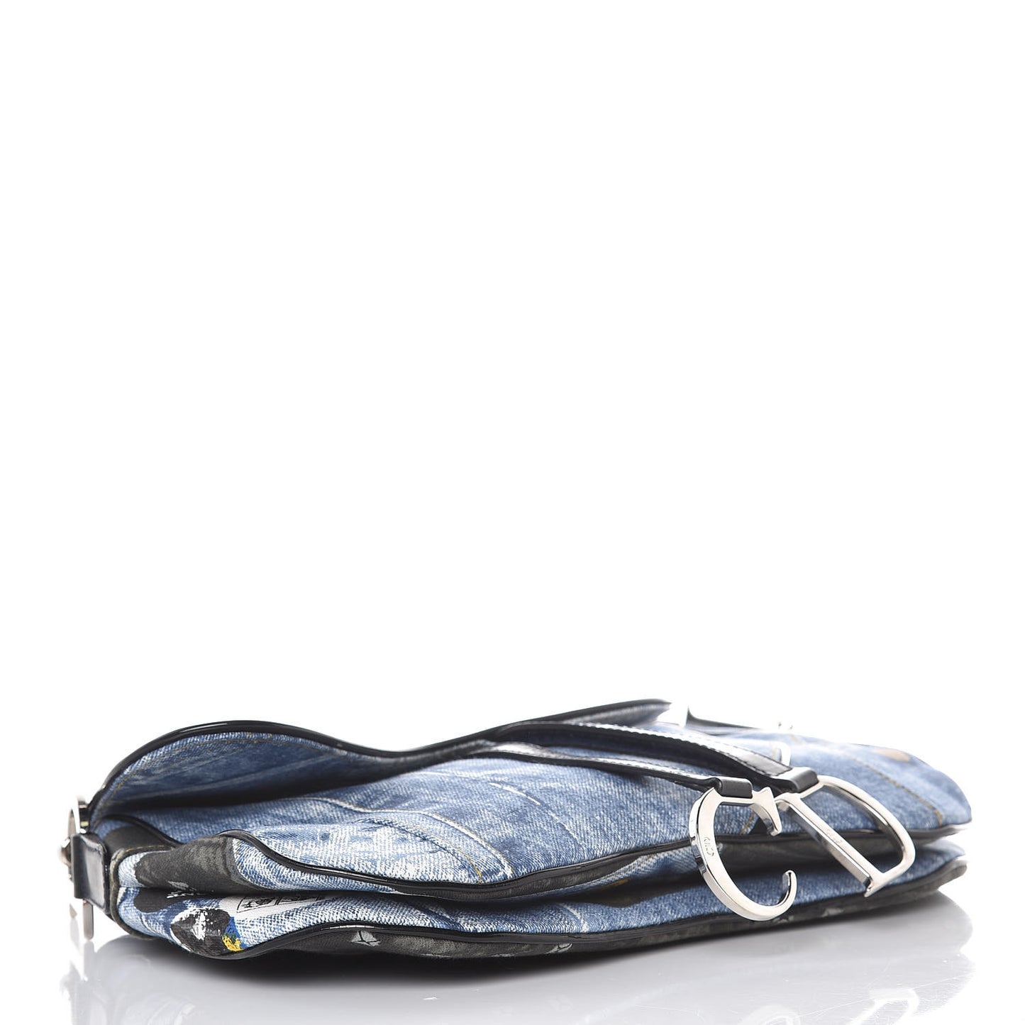 Denim Miss Diorella Double Saddle Bag Blue