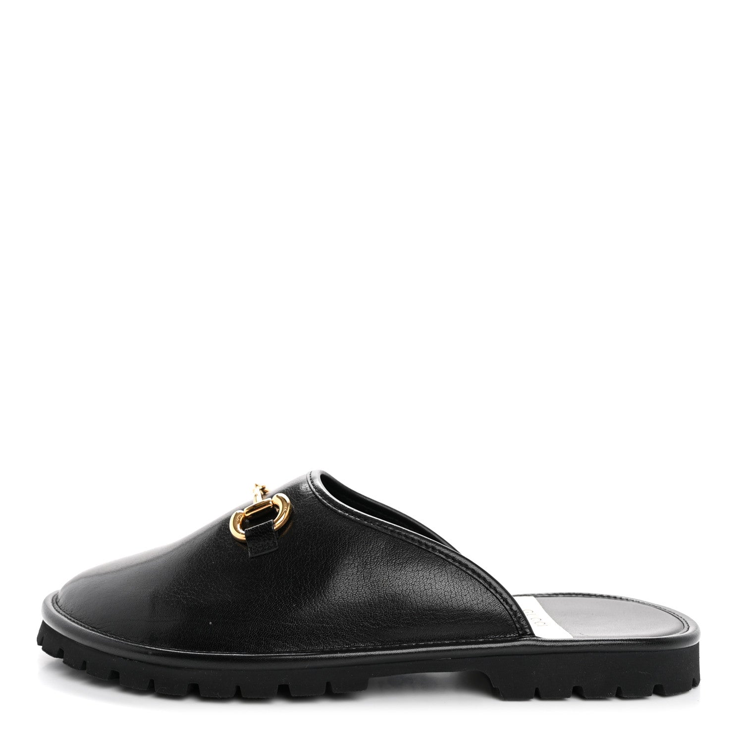 Gucci Goatskin Mens Horsebit Lug Sole Slippers 9 Black 1 of 11
