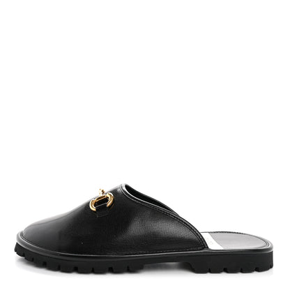 Gucci Goatskin Mens Horsebit Lug Sole Slippers 9 Black 1 of 11