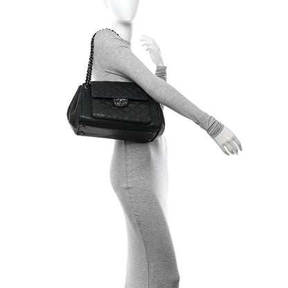 Chanel Caviar Quilted CC Accordion Shopping Bag Black 2 of 11